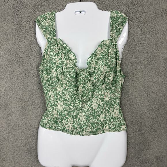 Sienna Sky Tops - Floral Sleeveless Top Coquette Smocked Back V-Neck Sleeveless Large boho fair